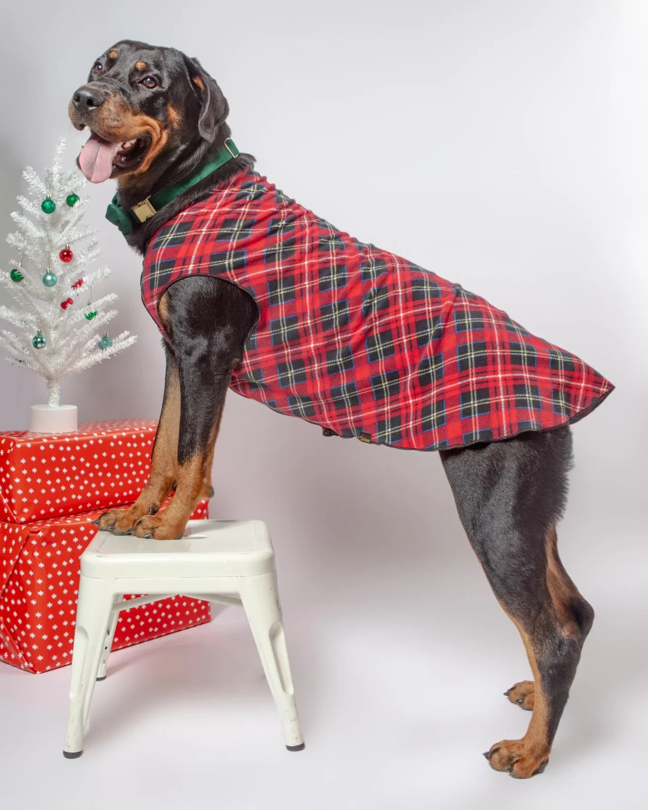 Stretch Fleece in Red Tartan Plaid (Made in the USA) - Image 2