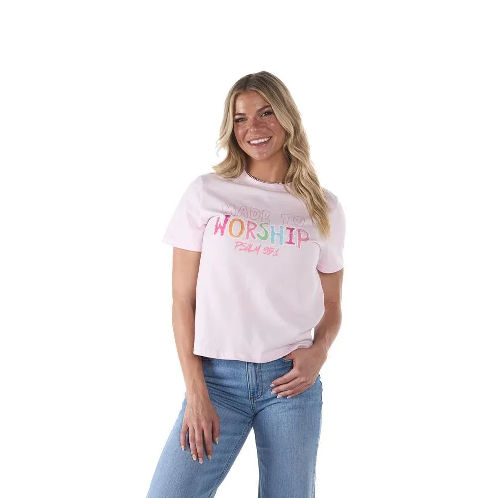Summer Tees Pink Made To Worship Crop Top