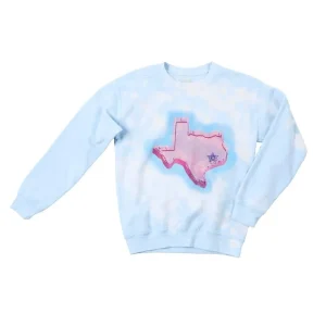 Summer Tees Womens Blue Acid With Pink Texas Sweatshirt