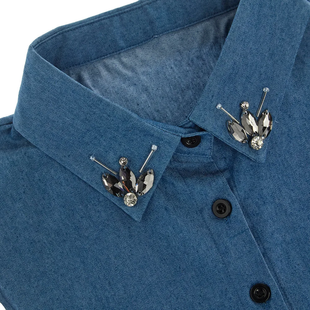 Summer Tees Women's Denim Jewel Corporate Collar - Image 2