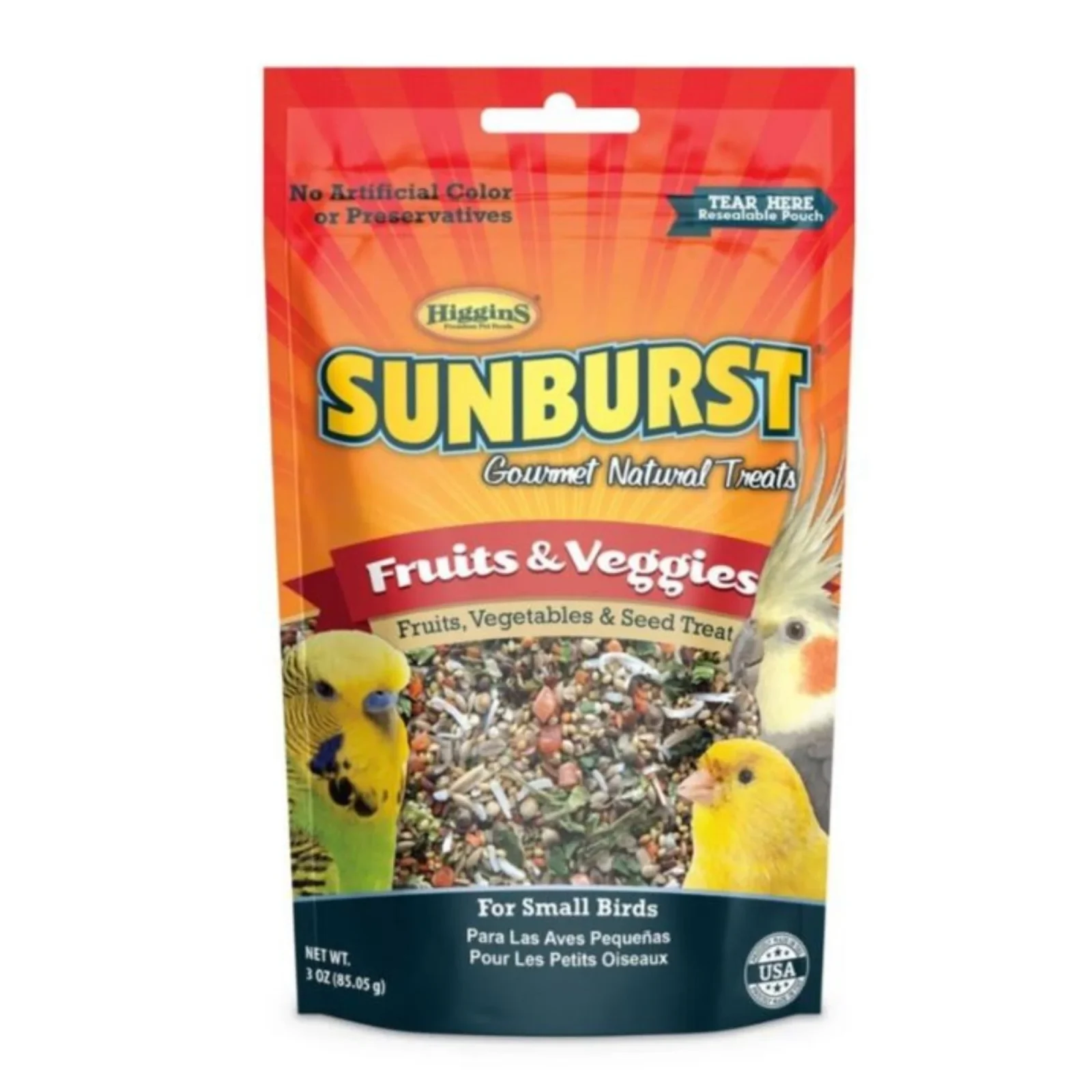 Sunburst Gourmet Natural Sm Avian Treat Fruits/Veggies 3oz.