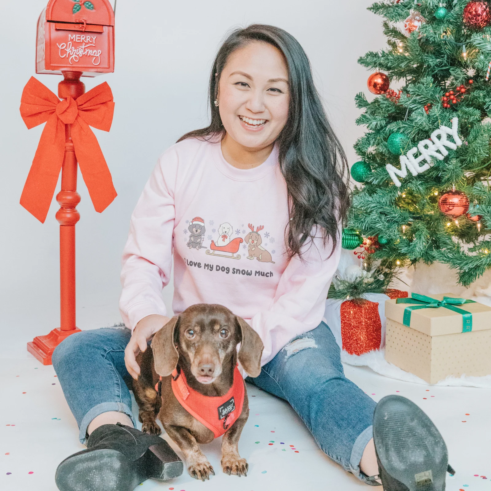 Sweatshirt - I Love My Dog Snow Much (Doxies) - Image 2