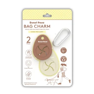 Sweet Paws Bag Charm Duo Holders for Used Dog Waste Bags - Mocha & Cream