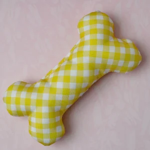 Sweet Sunshine Plaid Dog Bone Toy (Made in the USA) <>