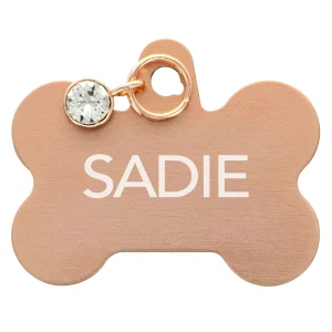 TagWorks® Bone Shaped Dog Tag, Custom Pet Tag, Personalized Tag, Charm, Rose Gold, Large