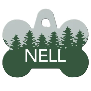 TagWorks® Bone Shaped Dog Tag, Custom Pet Tag, Personalized Tag, Forrest Design, Green, Large