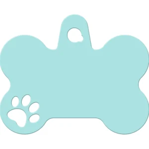 TagWorks® Bone Shaped Dog Tag, Custom Pet Tag, Personalized Tag, Paw Cutout, Blue, Large