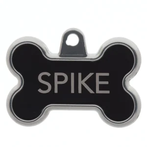 TagWorks® Bone Shaped Dog Tag, Custom Pet Tag, Personalized Tag, Premium Tag, Black, Silver