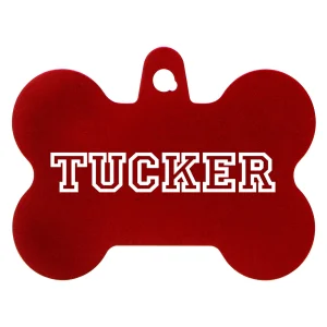 TagWorks® Bone Shaped Dog Tag, Custom Pet Tag, Personalized Tag, Red, Large
