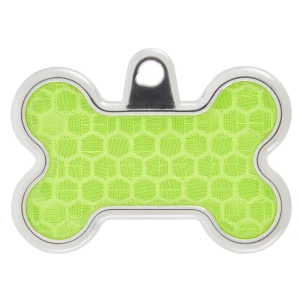 TagWorks® Bone Shaped Dog Tag, Custom Pet Tag, Personalized Tag, Reflective Tag, Green, Large