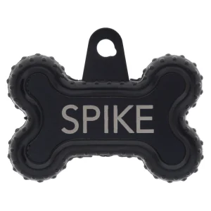 TagWorks® Bone Shaped Dog Tag, Custom Pet Tag, Personalized Tag, Silent Tag, Black, Large