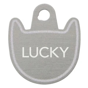TagWorks® Cat Face Shaped Dog Tag, Cat Tag, Custom Pet Tag, Personalized Tag, Silver