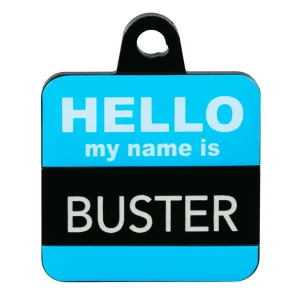 TagWorks® Square Shaped Dog Tag, Custom Pet Tag, Personalized Tag, "Hello My Name Is"