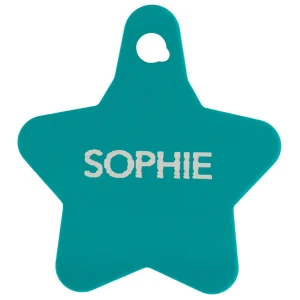 TagWorks® Star Shaped Dog Tag, Custom Pet Tag, Personalized Tag, Teal Star Dog Tag