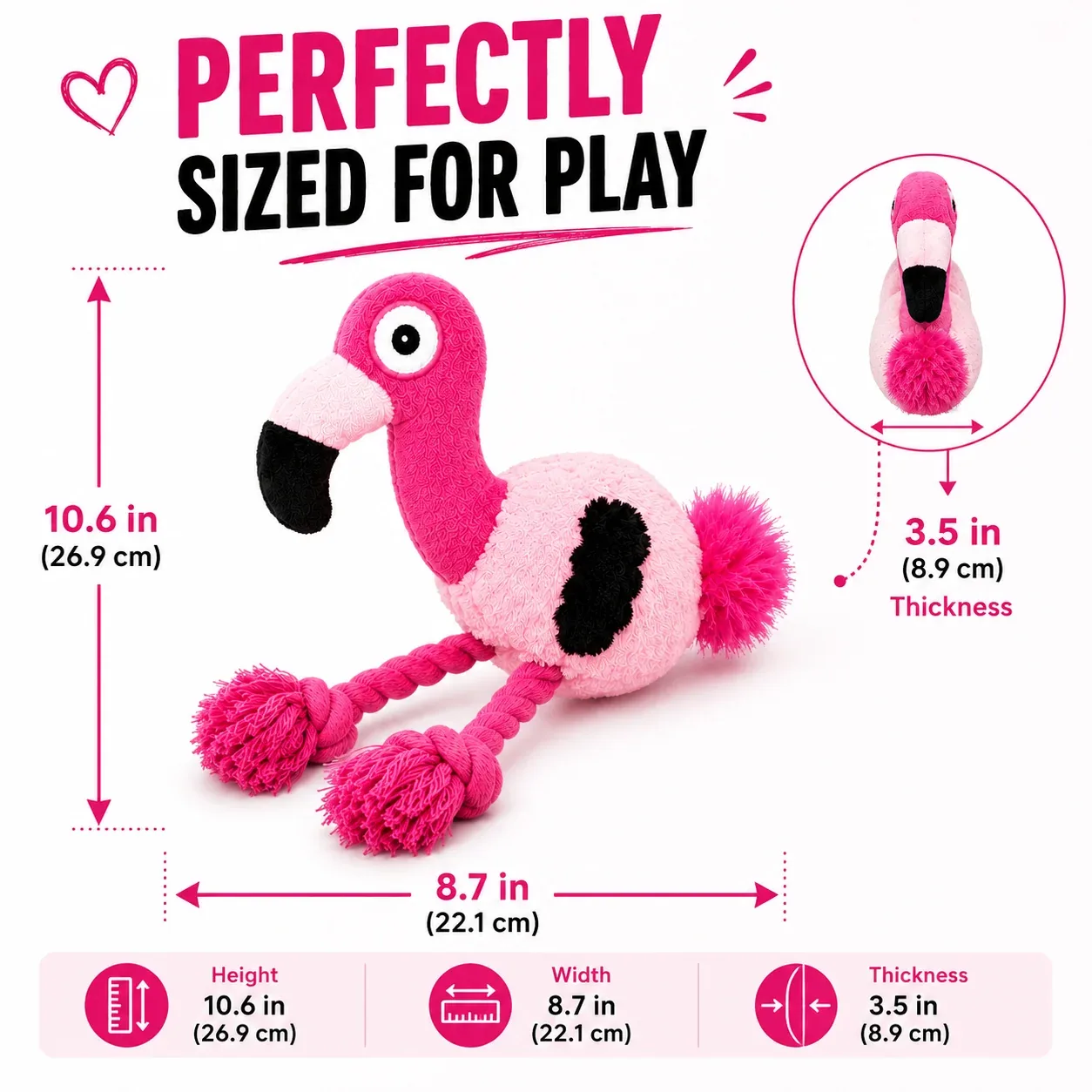 Talking Dog Club Flamingo Ultrasonic Plush & Rope Toy for Dogs - Image 2