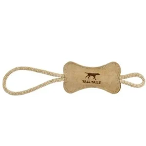Tall Tails Dog Bone Tug Natural Leather 16 Inches