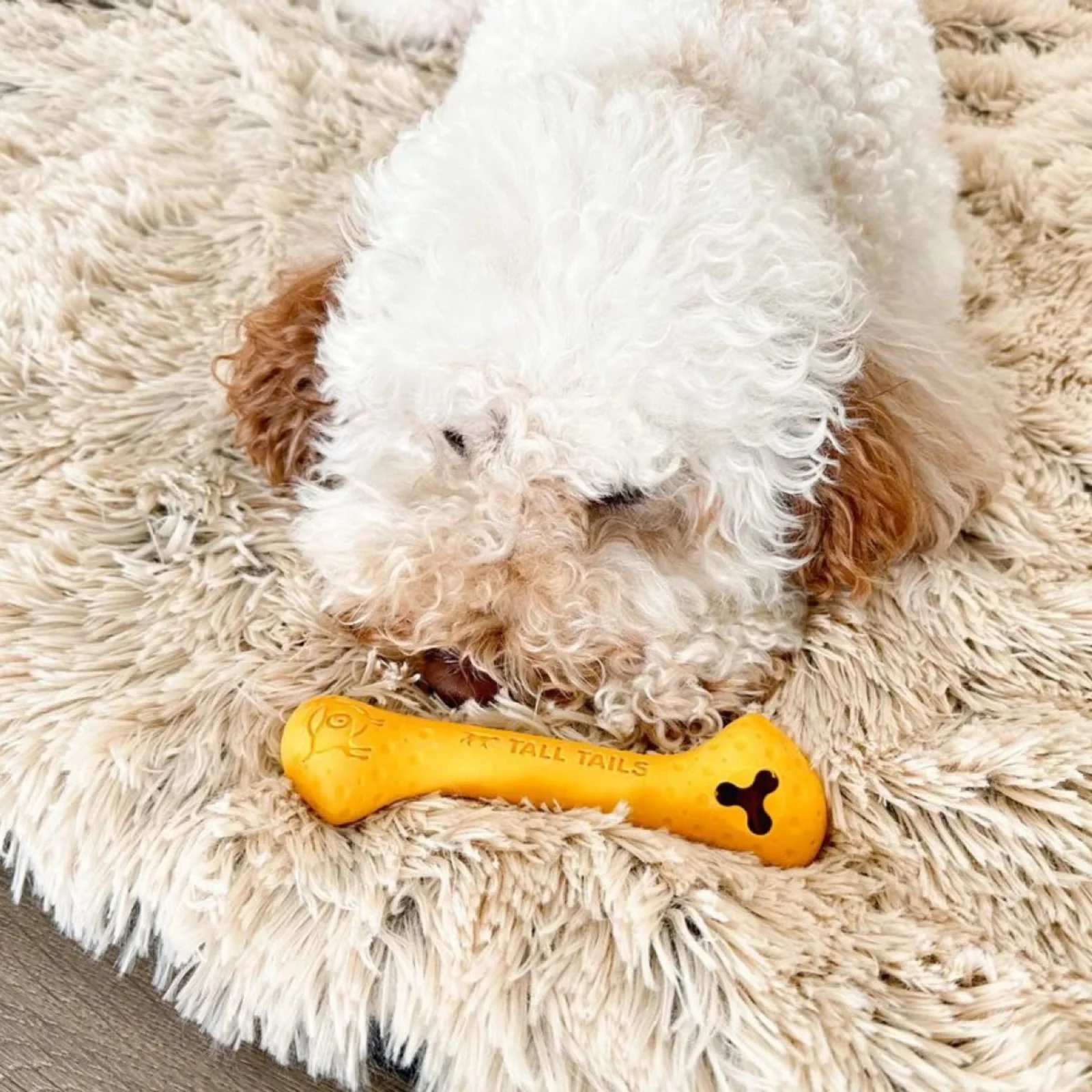 Tall Tails Goat Bone Dog Toy, Yellow 6-Inch - Image 2