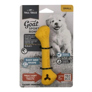 Tall Tails Goat Bone Dog Toy, Yellow 6-Inch