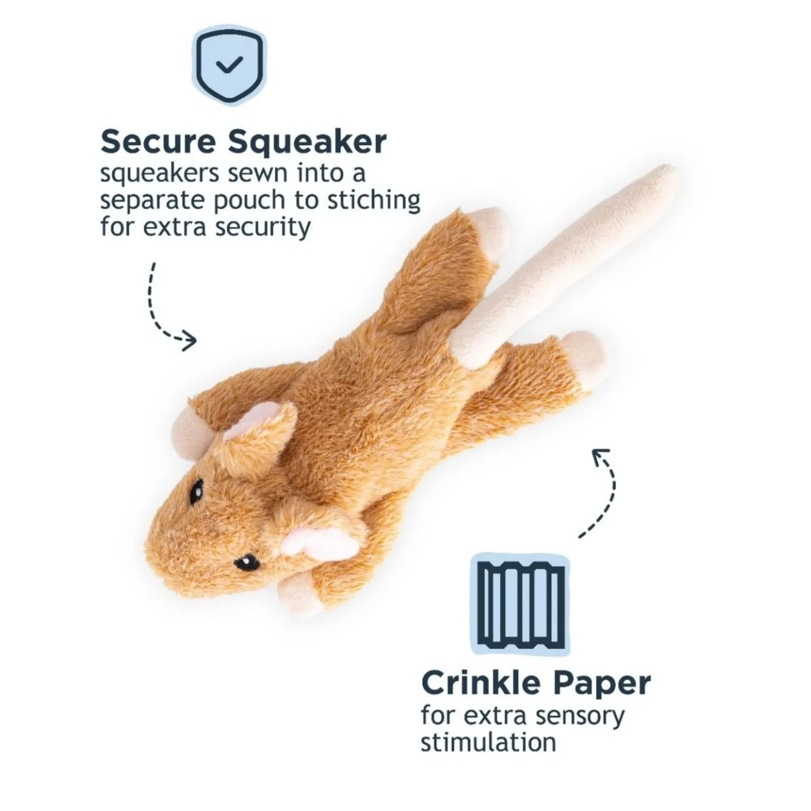 Tall Tails Stuffless Mouse Dog Toy, 8 Inches - Image 2