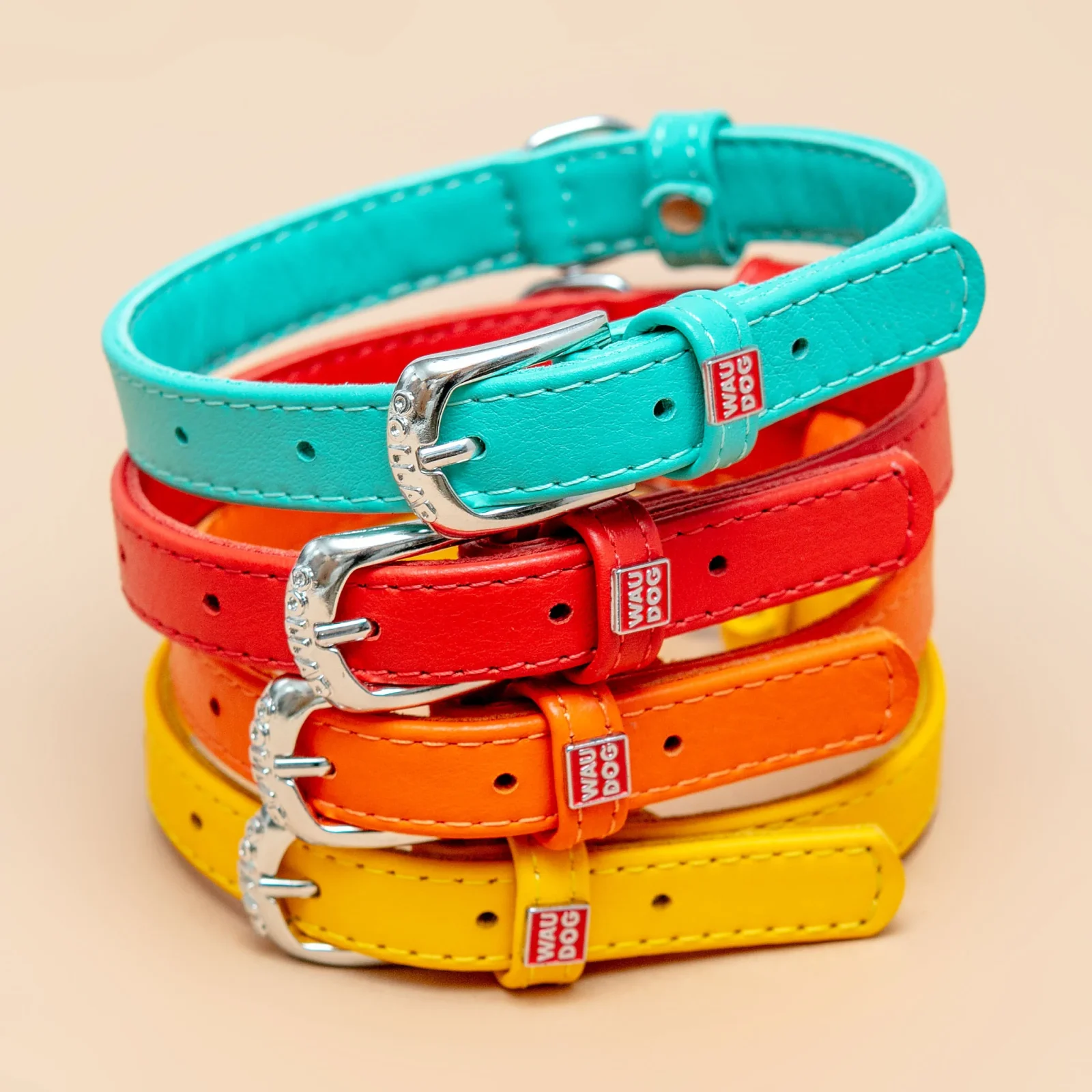 Tangerine Orange Leather Dog Collar <> - Image 2