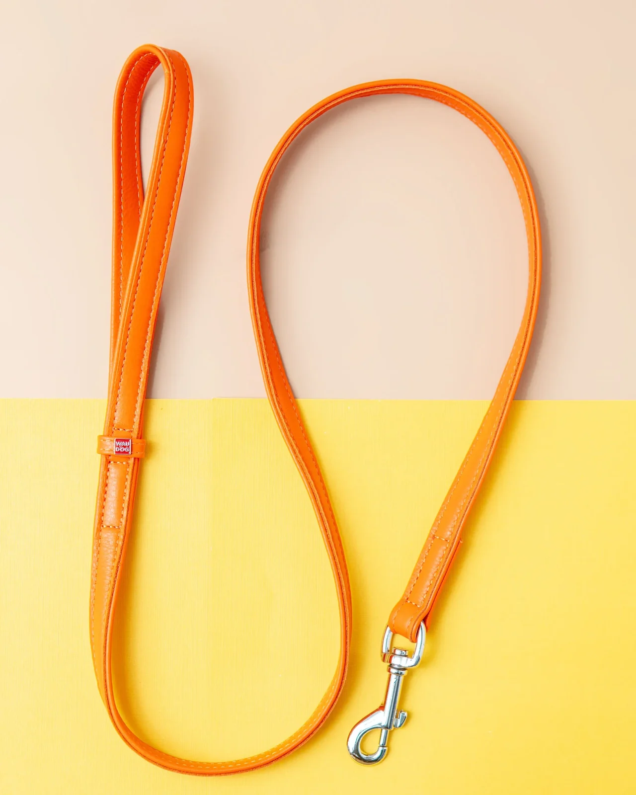 Tangerine Orange Leather Dog Leash <>