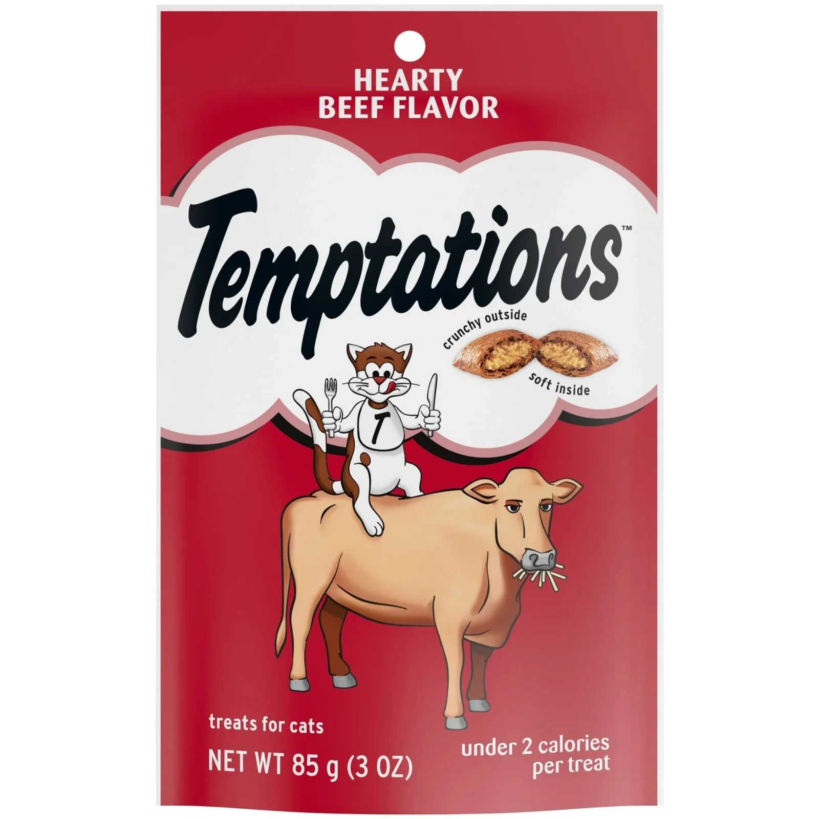 Temptations Classics Crunchy & Soft Adult Cat Treats, Hearty Beef, 3 oz