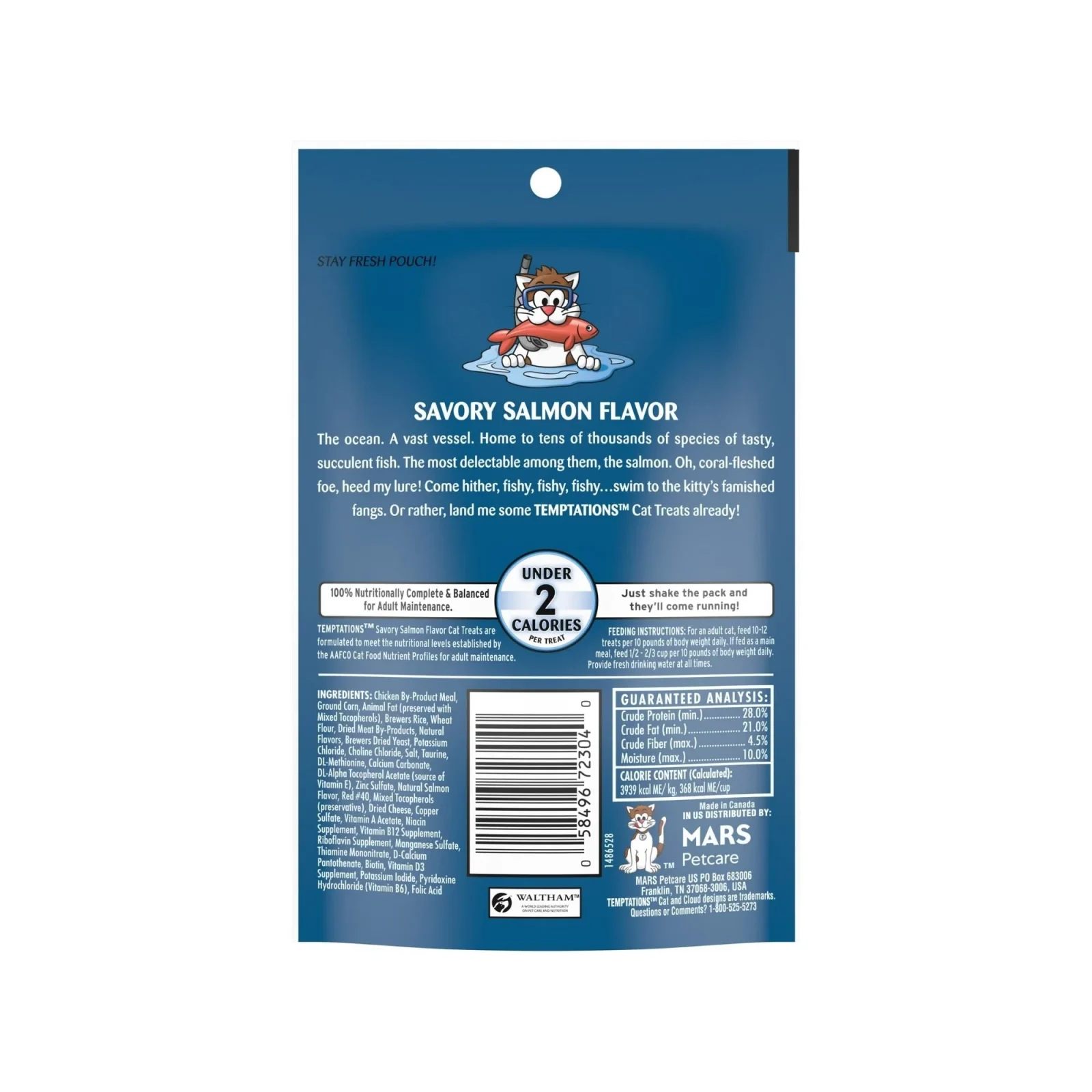 Temptations Classics Crunchy & Soft Adult Cat Treats, Savory Salmon, 3 oz - Image 2