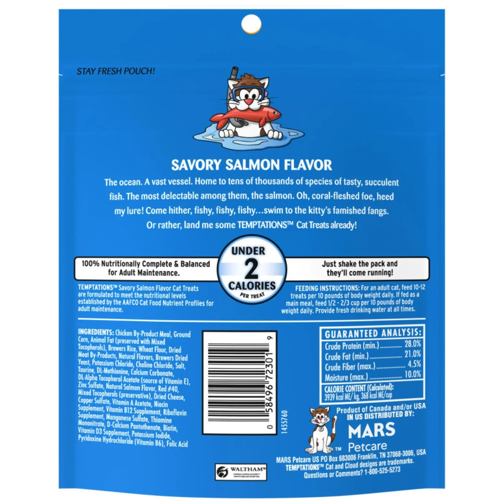 Temptations Classics Crunchy & Soft Adult Cat Treats, Savory Salmon, 6.3 oz - Image 2