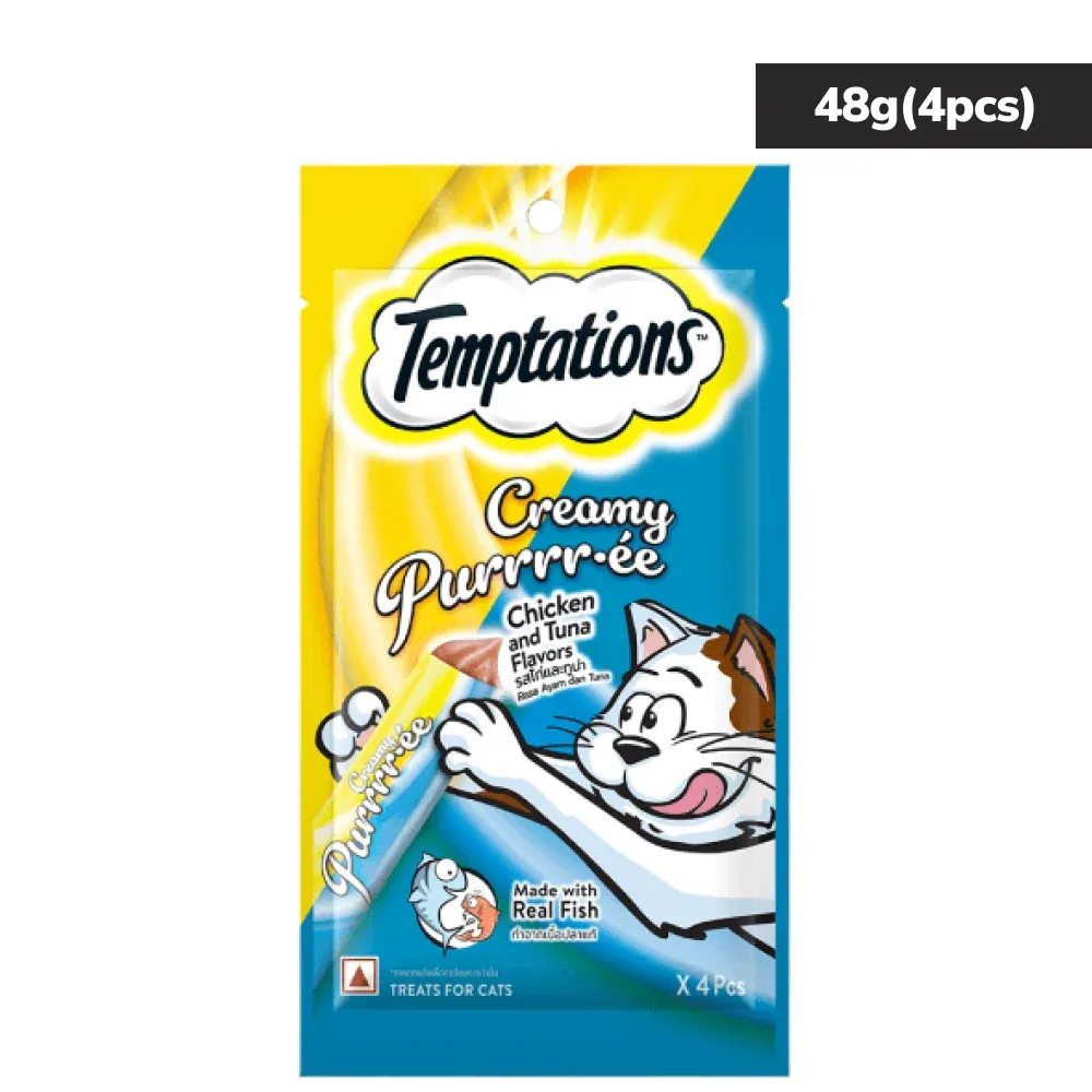Temptations Creamy Purrrr-ee Chicken & Tuna Treats, Skyec Skyworm Deworming Tablet, Trixie Wind Up Mouse Toy (Grey) Cat Combo - Image 2