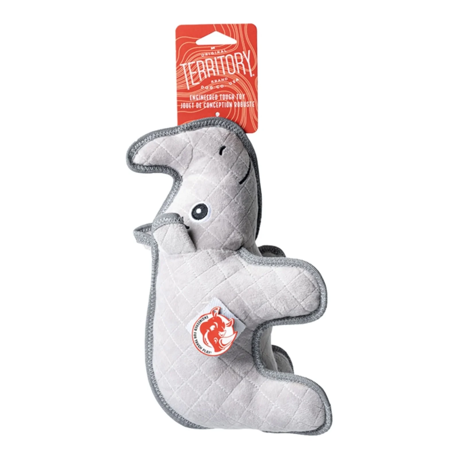 Territory Dog Durable Plush Rhino, 11.5 Inch