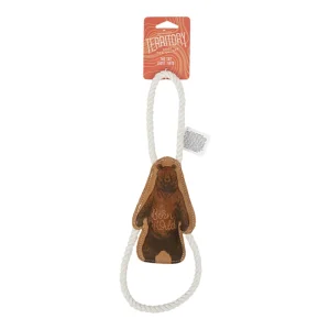 Territory Dog Natural Leather Colorful Grizzly Bear Tug Toy, 14 In