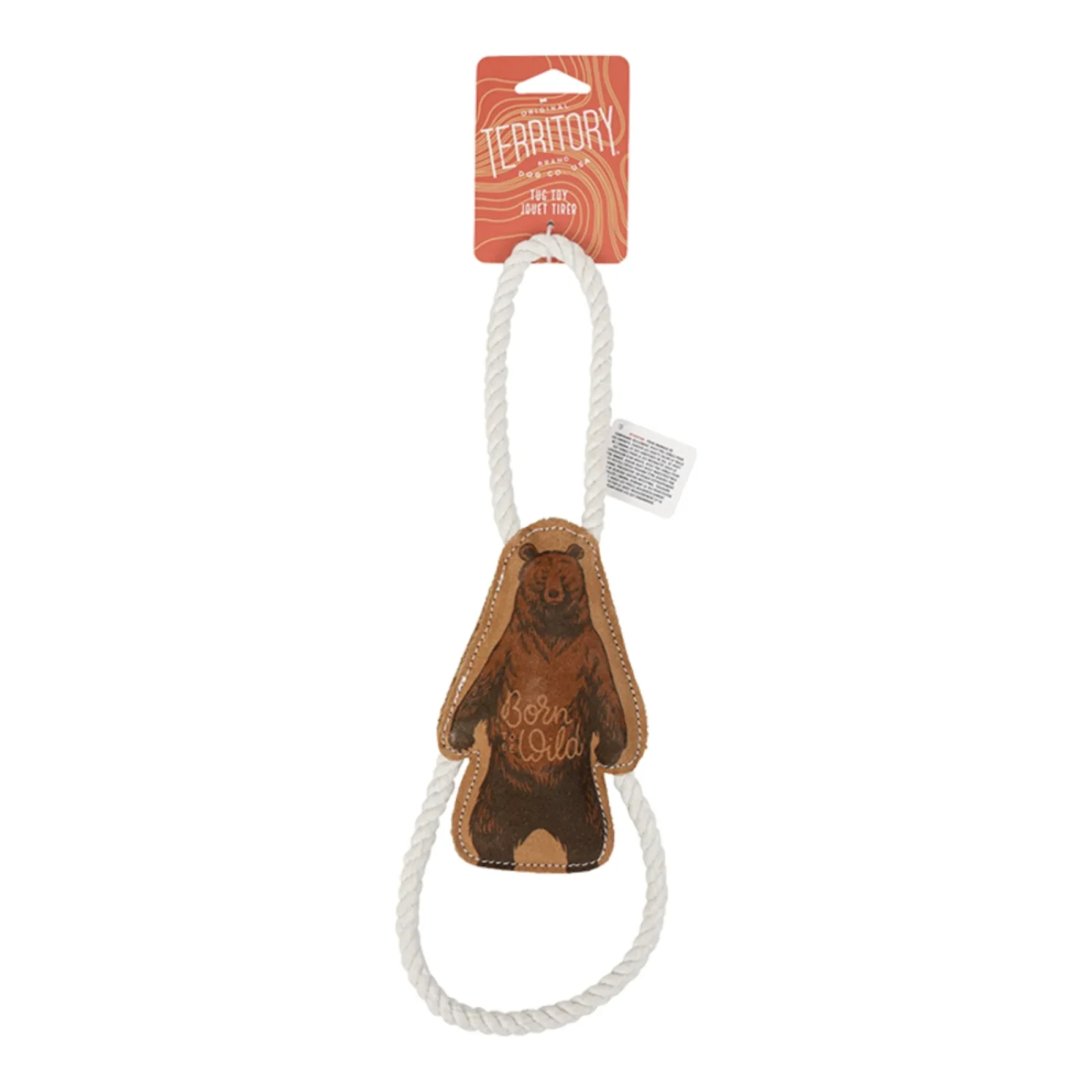 Territory Dog Natural Leather Colorful Grizzly Bear Tug Toy, 14 In