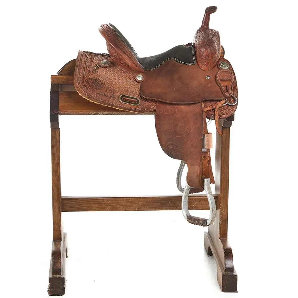 Teskey's Used 13in Basket and Floral Combo Tooled Barrel Saddle - Image 2