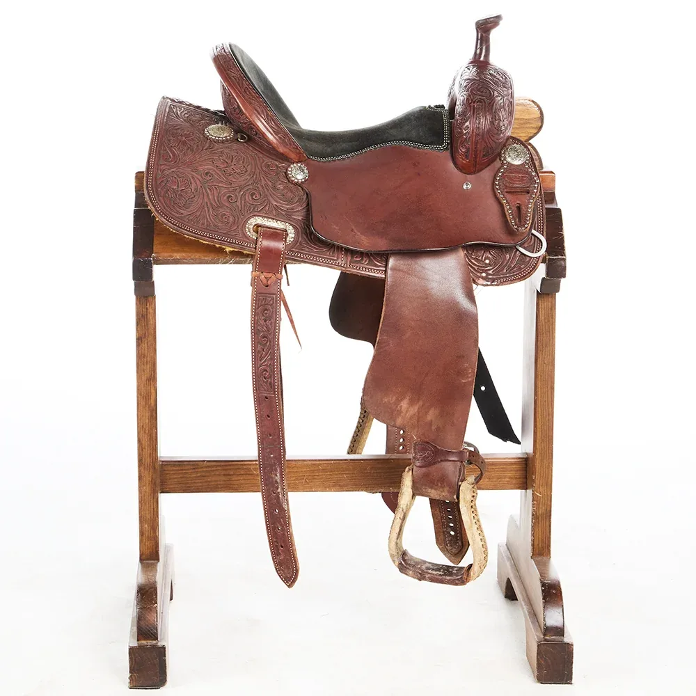 Teskey's Used 15in Floral Barrel Saddle - Image 2