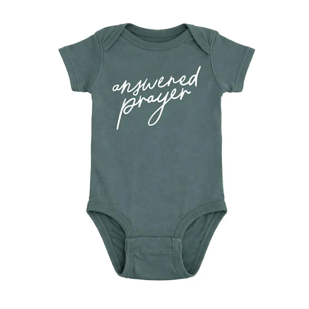 The Anastasia Co Boy's Dusty Teal Answered Prayers Onesie
