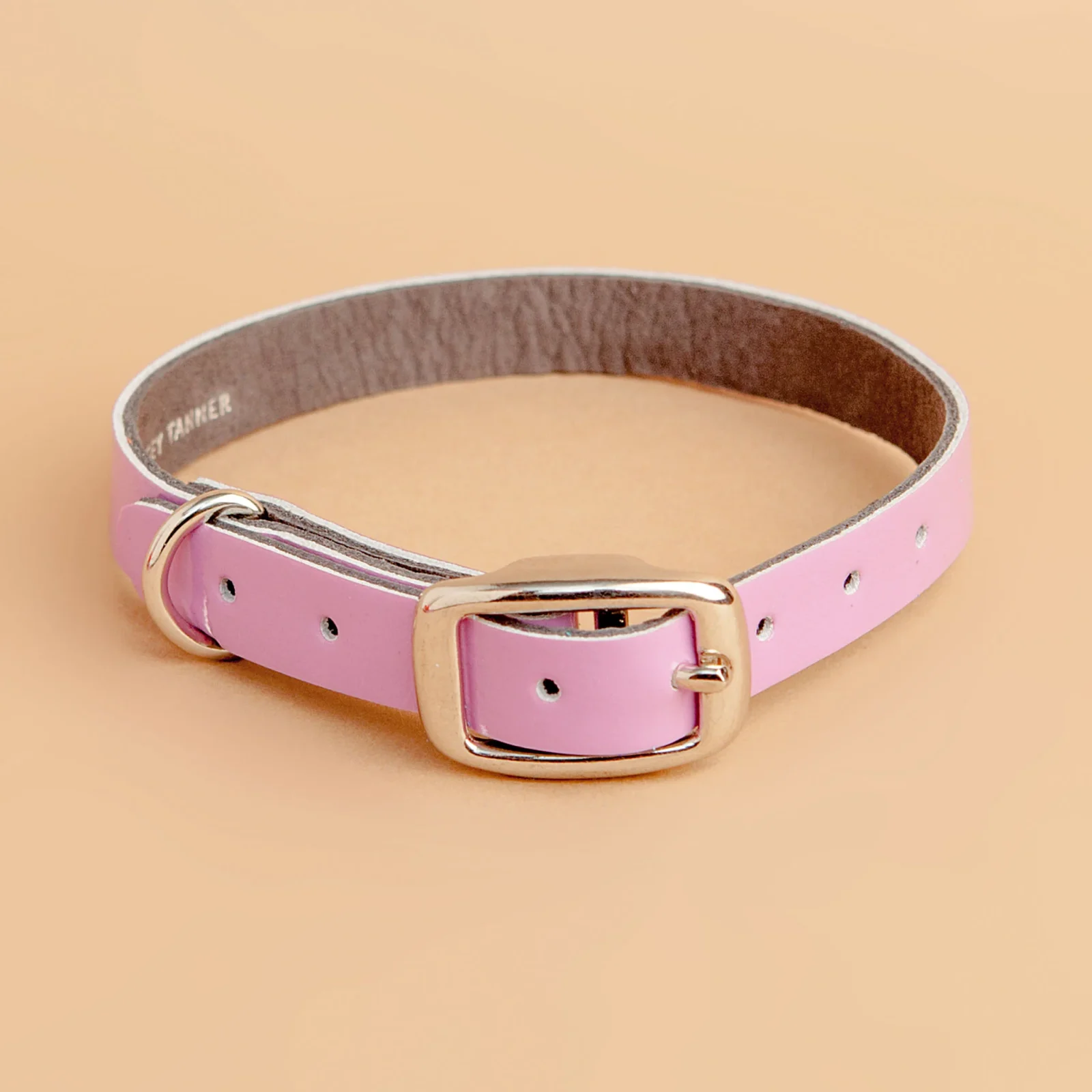The Cleo Leather Tag Collar in Patent Lilac (Dog & Co. Exclusive)
