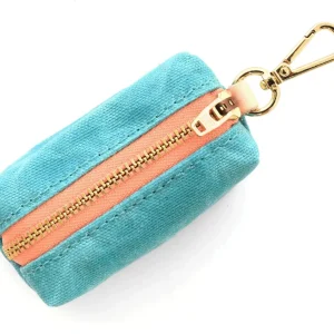 THE FOGGY DOG | Peacock Waxed Canvas Leash Bag (pink zipper)