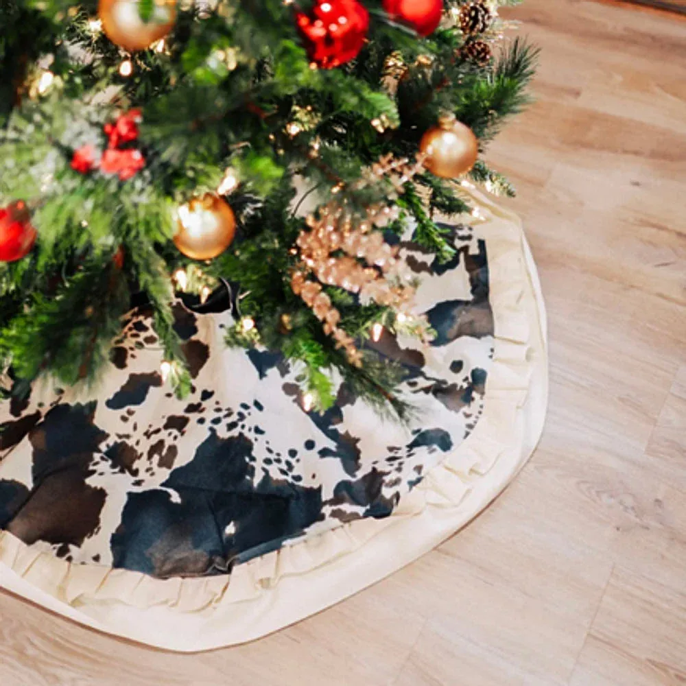 The Front Porch Label Brown Cowhide Christmas Tree Skirt - Image 2