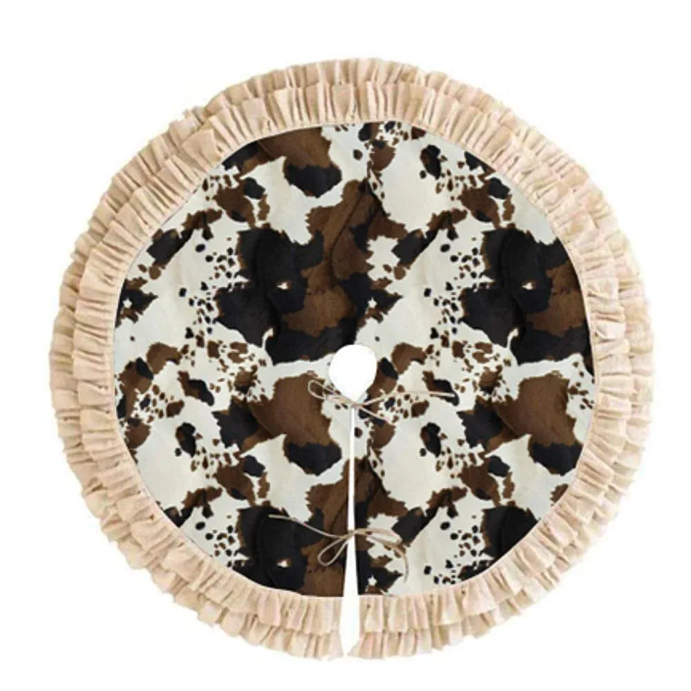 The Front Porch Label Brown Cowhide Christmas Tree Skirt