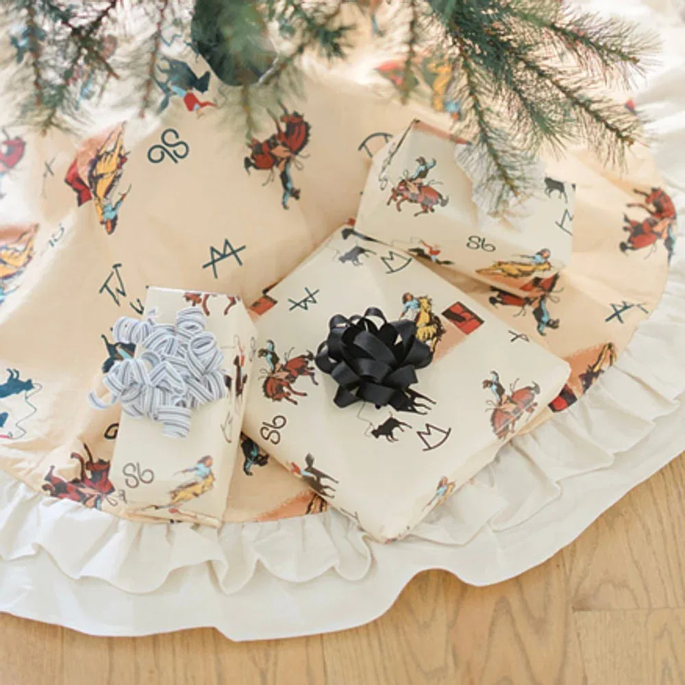 The Front Porch Label Vintage Cowboy Wrapping Paper - Image 2