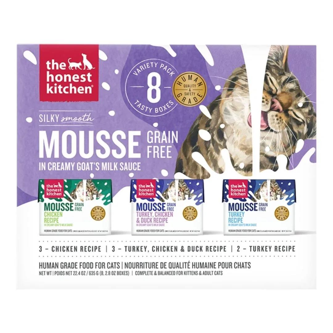 The Honest Kitchen Cat Grain Free Mousse With Goat's Milk 2.8Oz-Variety 8 Pack