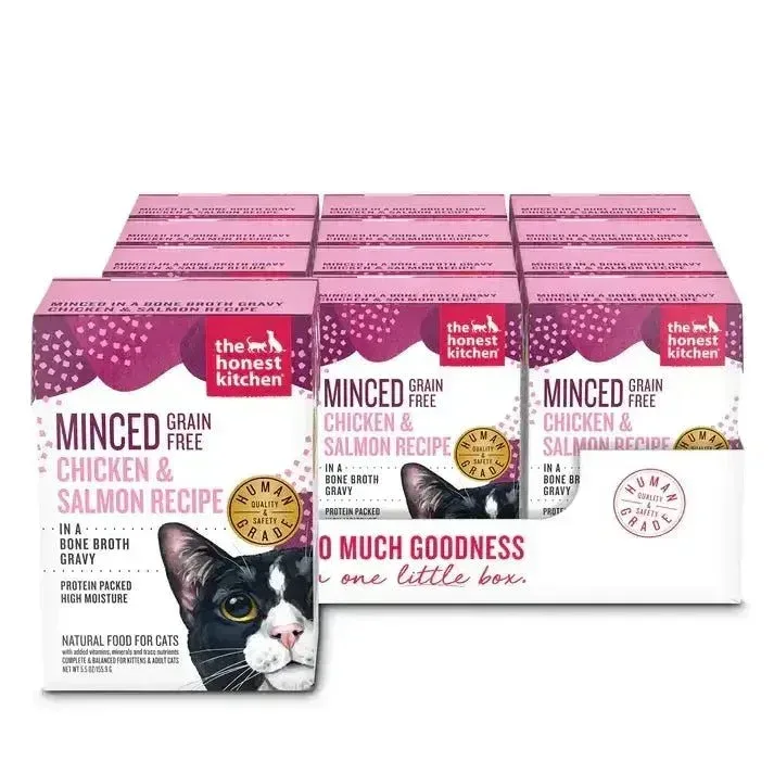 The Honest Kitchen Grain Free Minced Chicken & Salmon in Bone Broth Gravy Wet Cat Food 12/5.5oz