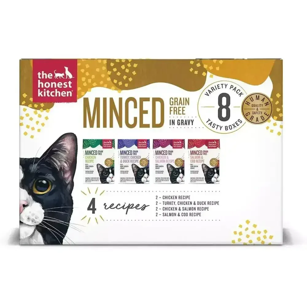 The Honest Kitchen Grain Free Minced in Bone Broth Gravy Wet Cat Food Variety Pack, 8/5.5oz