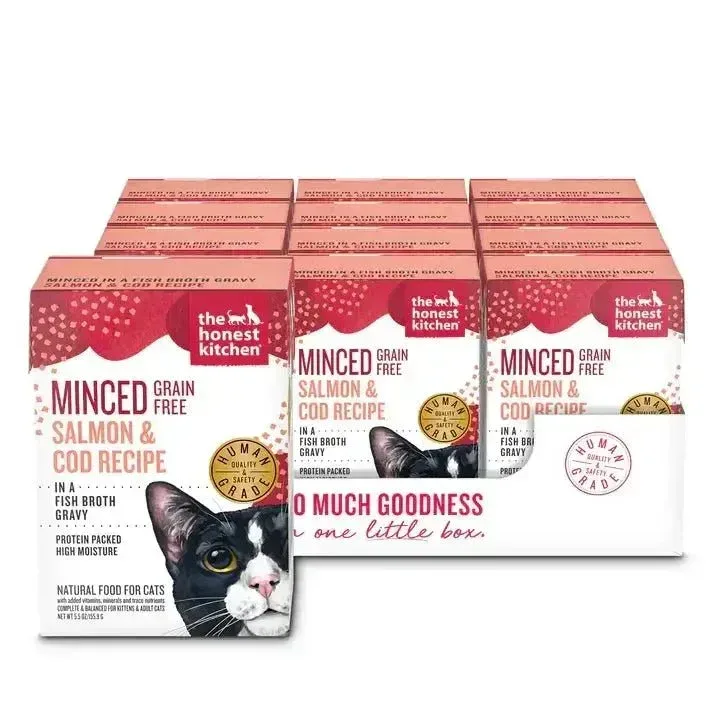 The Honest Kitchen Grain Free Minced Salmon & Cod in Fish Broth Gravy Wet Cat Food 12/5.5oz