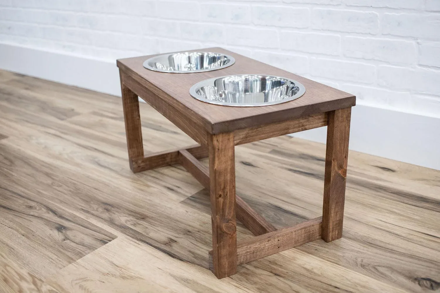 The McGarvey Workshop Elevated Dog Bowl Stand - Handmade Raised Pet Feeder with Stainless Steel Bowls - Image 2