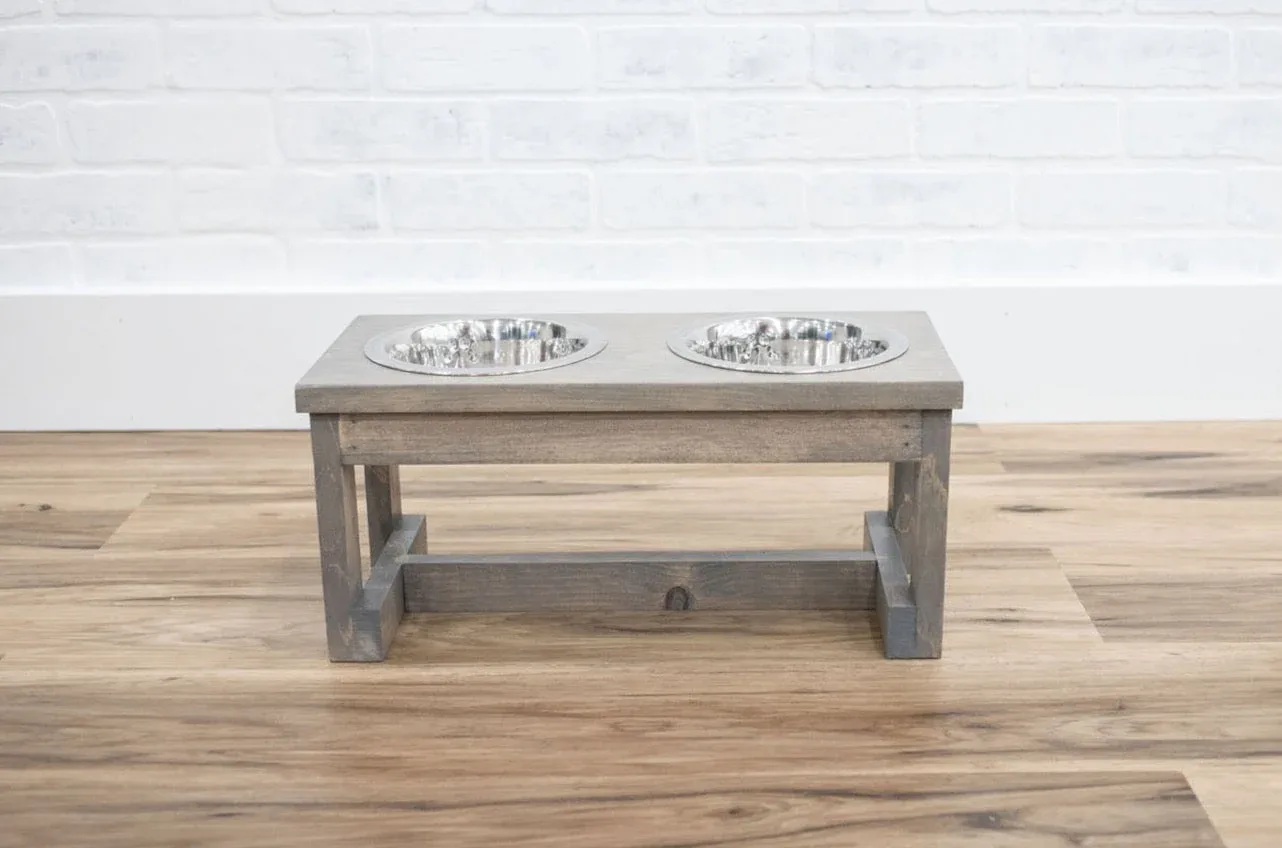 The McGarvey Workshop Handmade Elevated Dog Bowl Stand - Solid Pine with Stainless Steel Bowls - Image 2