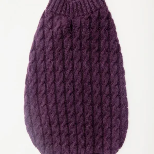 The Topo Cashmere Cable Knit Dog Sweater in Blackcurrant