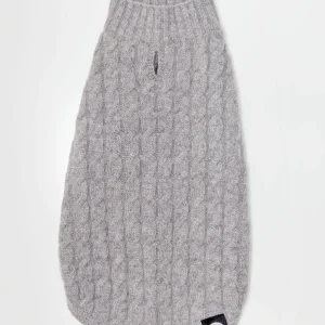 The Topo Cashmere Cable Knit Dog Sweater in Brume Grey (Made in NYC)