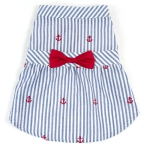THE WORTHY DOG | Anchor Dress in Navy Stripe