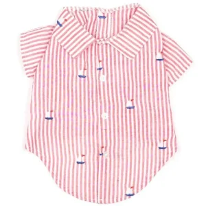 THE WORTHY DOG | Sailboat Shirt with Red Stripes